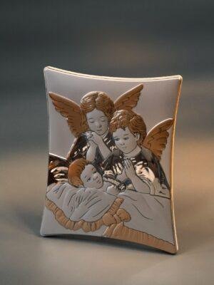 00304TBR1FWE Սրբապատկեր արծաթ-ոսկ. քառ. հրեշտակներ 20,6×25,5սմ