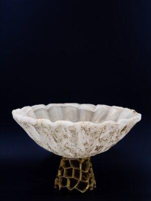 CNT8294-1222 Մրգաման 33x23սմ մատ. սպիտ+ոսկ․ ոտք MARMO ORO