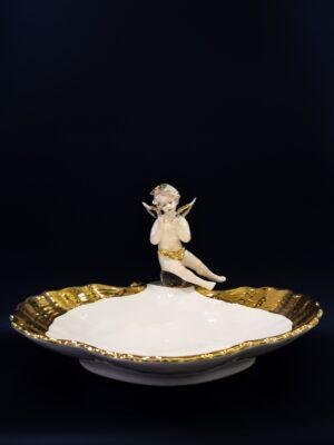 537/BO-AK Խխունջ սրտաձև սպիտ-ոսկ. 40x34x22սմ