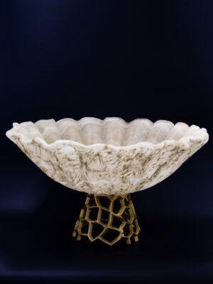 CNT8293-1222 Մրգաման 42x25սմ մատ. սպիտ+ոսկ․ ոտք MARMO ORO