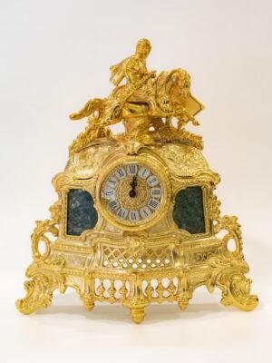 508/449/V Ժամացույց 2 մոմակալով կանաչ մարմարով